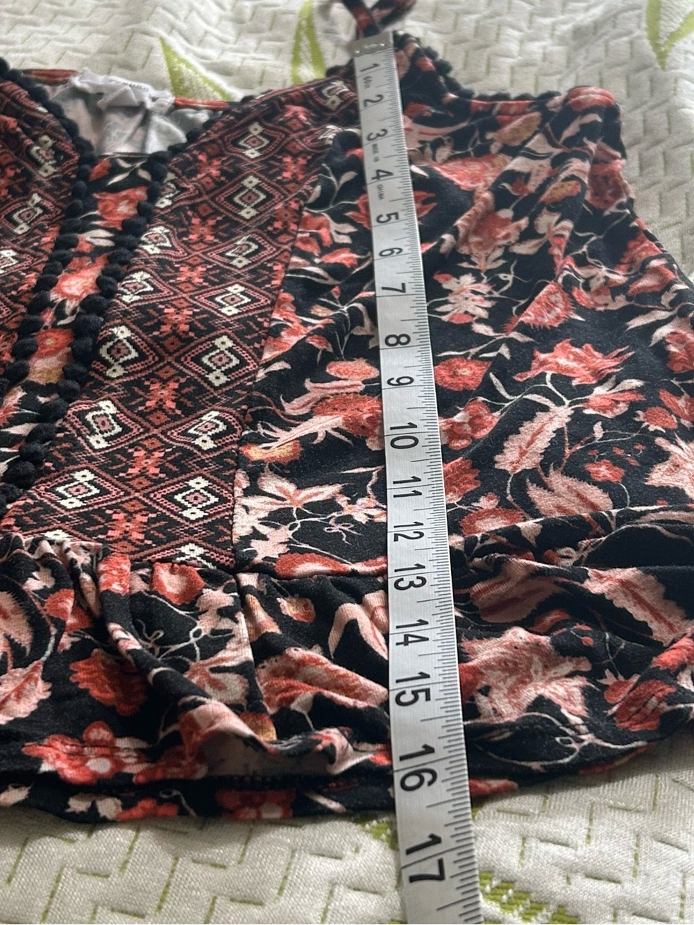 Black Floral Spaghetti Strap Camisole Pink Coral Size XS Boho - Picture 8 of 8